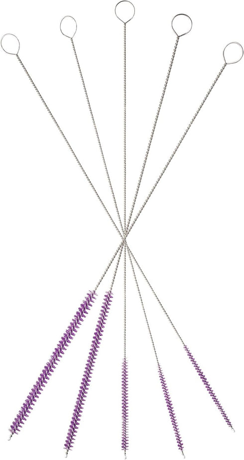 Professional Tube Cleaning Brush Set, Purple, 5 Pc. Kit for Bottles, Straws, and Detailing