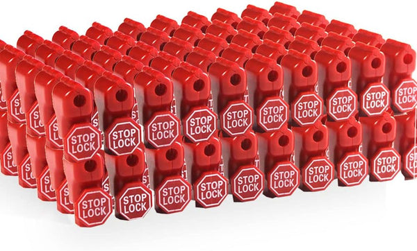 Betertek Peg Hook Locks Stop Lock 100pcs Plastic red Stop Locks Retail