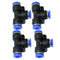 LQ Industrial 1/4 inch Air Hose T Connector, 4PCS 6x6x6mm Plastic Pneumatic Quick Push to Connect Tee Fitting
