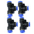 LQ Industrial 1/4 inch Air Hose T Connector, 4PCS 6x6x6mm Plastic Pneumatic Quick Push to Connect Tee Fitting