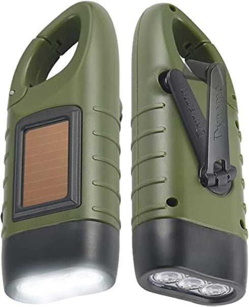 Simpeak 2-Pack Hand Crank Solar Powered Flashlight, Emergency Rechargeable LED Survival Flashlight,