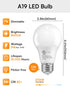 A19 Dimmable Bulbs, E26 Bulbs 60 2700K, 800 Lightbulbs, 9W, 120V, 15,000 4 Pack TJOY LED Light Led Watt Equivalent