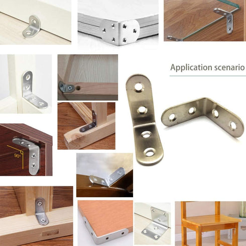 ZHome 404017MM 4Sets Metal L Corner Brace Wall Shelves Hanging Bracket Right Angle Bracket Joint Fastener with Screws