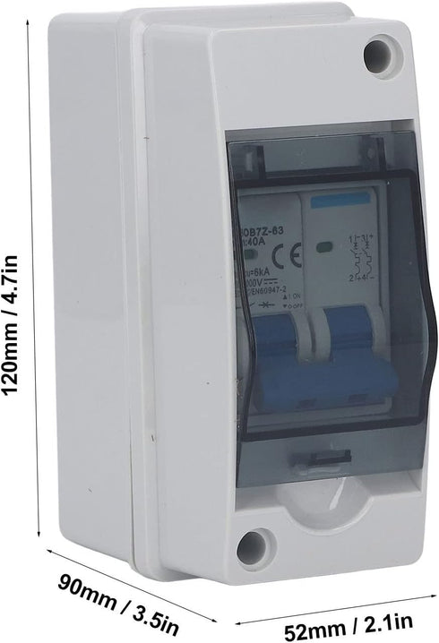 DC Disconnect Switch, 1000V 40A Miniature Circuit Breaker with IP65 Cover for Home RV Solar Panel System