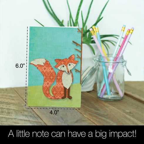 Tree-Free Greetings EcoNotes 12 Count Whimsical Fox Notecard Set with Envelopes, 4 x 6 Inches (FS56135)