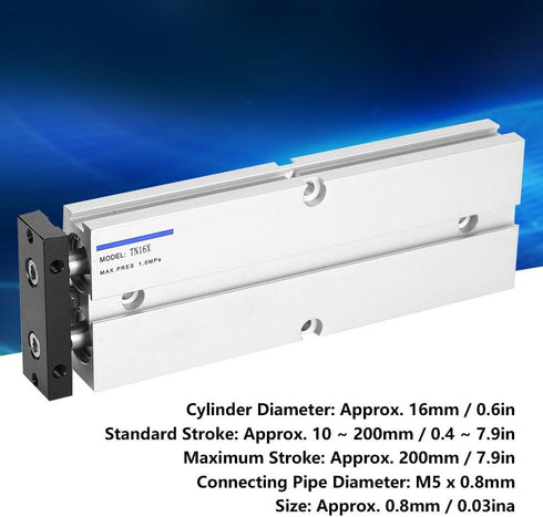 Air Cylinder Aluminum Alloy TN16 0.10.9MPa 10200mm Pneumatic Double Acting Cylinder (TN16X100-S) aluminum alloy cylinder