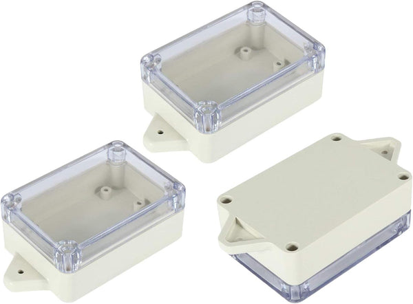 YXQ ABS Junction Box Grey Plastic Waterproof Dustproof Project Enclosure Case, 83x58x33mm with Clear Cover (3Pcs)