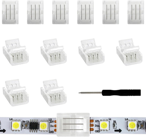 VIPMOON 12Pcs 3Pin LED Strip Light Connectors, Quick Connection for 10mm Wide Waterproof or Non-Waterproof WS2811