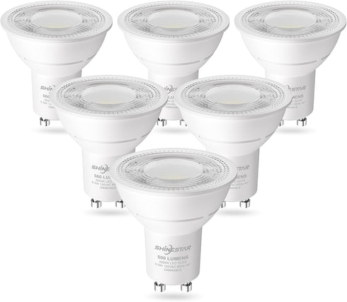 SHINESTAR GU10 LED Bulb, 6-Pack, 5.5W (50W Equivalent), Dimmable Recessed Light, 5000K Daylight White, 500LM, GU10 Base