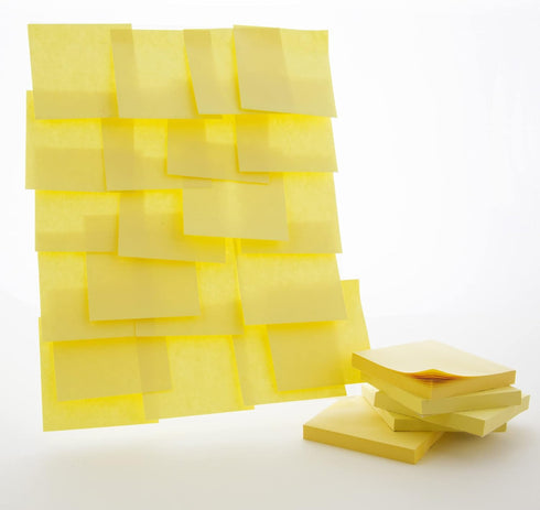 BAZIC Sticky Notes, 3x3 Canary Yellow Post Stickies, Colorful Adhesive Memo Pads, Recyclable (100 Sheets/Pack), 2-Packs.