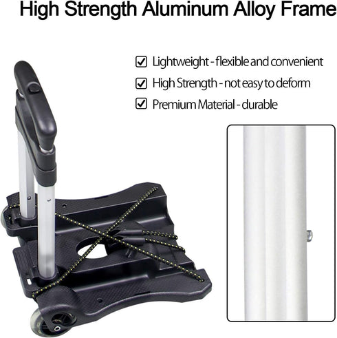 110-lbs Sutekus Folding Hand Truck and Dolly Lightweight Portable Luggage Cart for School Travel Office Moving (Black)