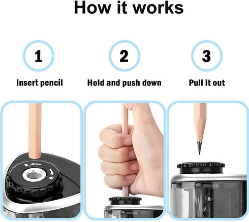 Fully Automatic Electric Portable Pencil Sharpener, Suitable for Children/Adults, for Pencils 6-8mm