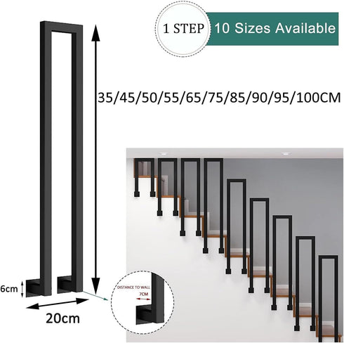 PAUANI Fence(U,35cm) U/M-shaped Stair Railing Side Mount, Industrial Wrought Iron Non-Slip Handrail, Elderly Children's