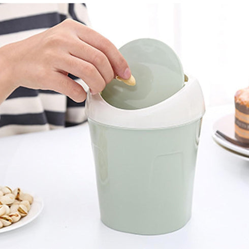 Kukyller Mini Trash Can, Reusable Plastic Tiny Desktop Waste Garbage Bin with Swing Lid for Living Room Coffee Table S
