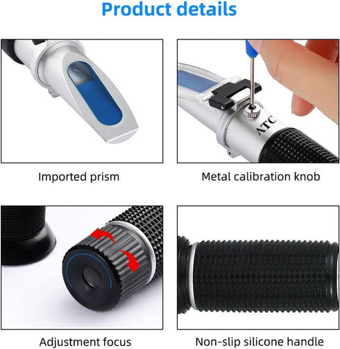 VGVGV 0-80% Brix Refractometer, Alcohol Concentration Detector of Liquor Alcohol Meter Refractometer Refractometer V/v