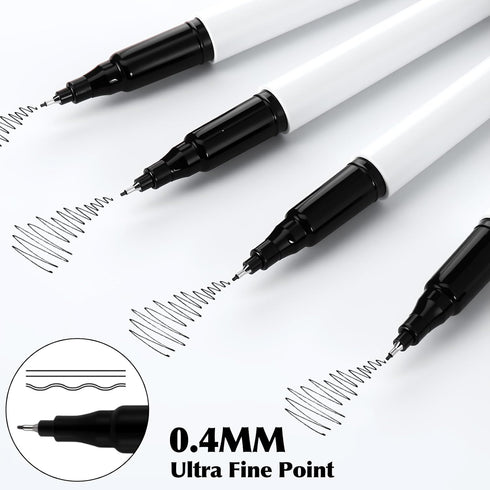 Affrolling 200 Pack 0.4mm Set, Ultra Fine Point Permanent Marker Bulk, Fine Tip Permanent Markers Quick Dry