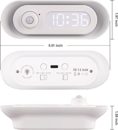 Stanlips Night Light, time Display, Human Sensor, Automatically Turn on and Off, Smart Night Light