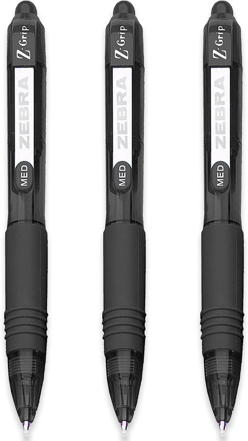 Zebra Z-Grip Smooth Mini Retractable Ballpoint Pens, 1.0mm Black, Pack of 3