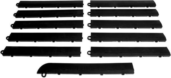 Big Floors Male Transition Edge Kit, Durable Interlocking Modular Garage Floor Edging, 11 Piece, Black