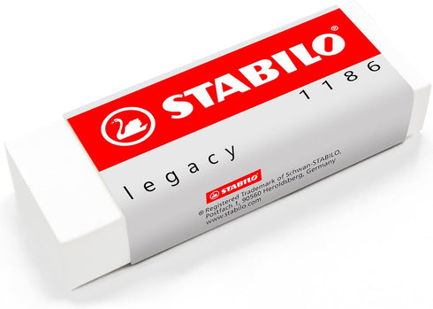 STABILO Coloured Pencil Pack of 2 - Black & White + Legacy Eraser for Almost All Surfaces