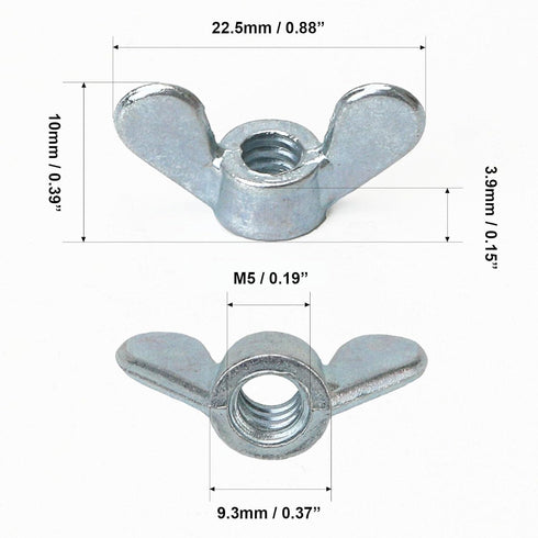 KH866 20 3/16"-24 PCS Wing Nuts, Zinc Plated Butterfly Wingnuts Wing Fasteners Parts Screws Hurrican Shutter Panel Hand