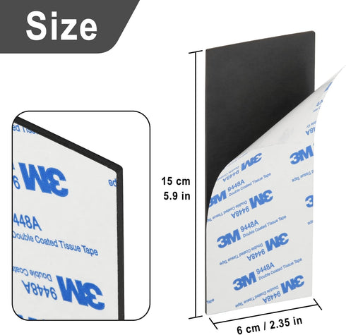 Magnetic Strips with 3M Strong Adhesive Backing (5.9 x 2.35 inches) Magnetic Tape with Adhesive Backing Heavy Duty Magnet Strips for Refrigerator Whiteboard, Most Surface (150 x 60 x 2 mm, 2 pcs) by Homakover