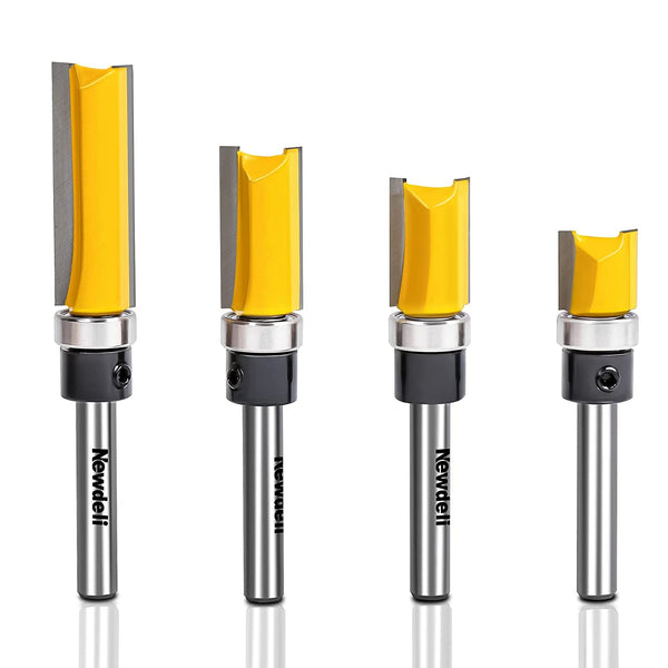 Newdeli Pattern Flush Trim Router Bit Set, Straight Cut Router Bit with Bearing for Woodworking