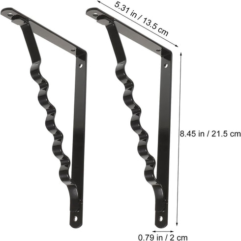 LIFKOME 2pcs Wall Mounted Iron Shelf Brackets Black Triangular Floating Shelf Supports Heavy Duty Load Bearing Up