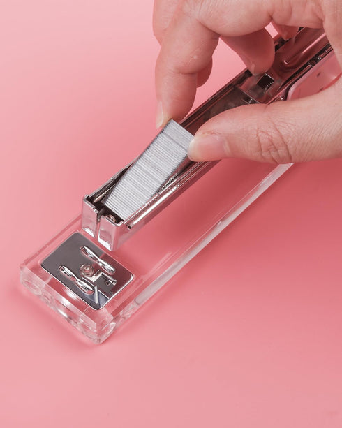 Clear Acrylic Stapler, Elegant Modern Desktop Stapler for Home, Office, or School, Pink