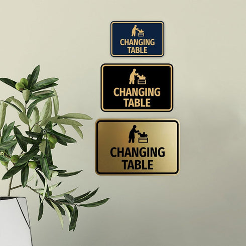 Classic Black Framed Changing Table Sign - Small Size