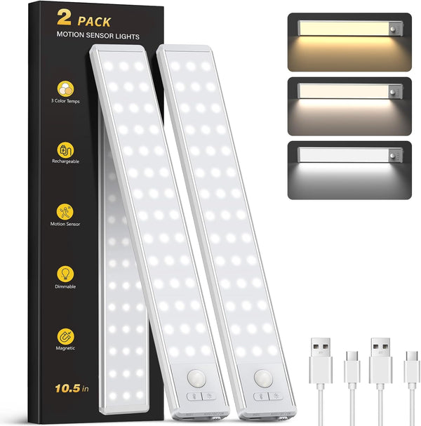 OTWKAY 10.5" Under Cabinet Lighting, Wireless Motion Sensor Light Indoor with 3 Color