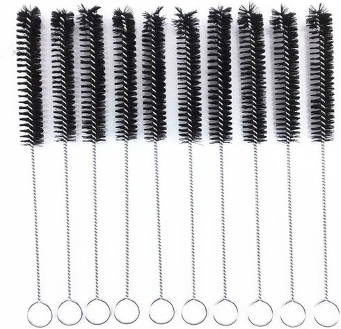 yueton Pack of 10 Black Nylon Tube Pipe Nozzle Brushes - Dia 10mm with Wire Loop Handle
