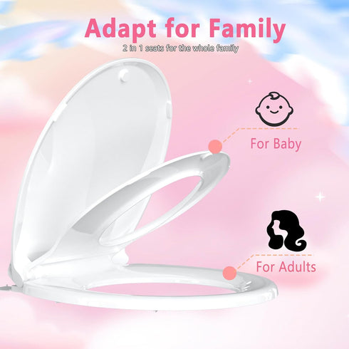 16.5inch, 2 1 Auensffer Toddler Toilet Seat with Potty Training Seat Round in Toilet Seat for Family Built-in Baby Seat