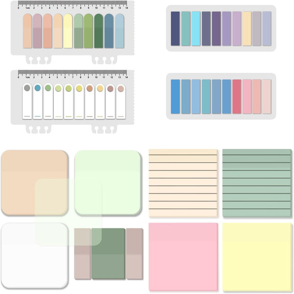 BAYTORY 1300 Sheets Pastel Transparent Sticky Notes, Clear Waterproof 3 x 3 inch Memo Pad, Self-Adhesive Index Tabs