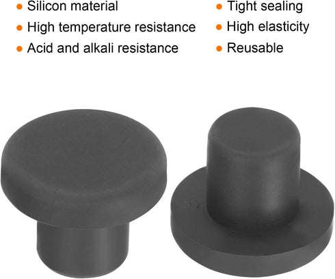 uxcell High Temp Silicone Plug - T Shaped Solid Rubber Stopper Hole Plugs for Powder Coating, Pack of 20
