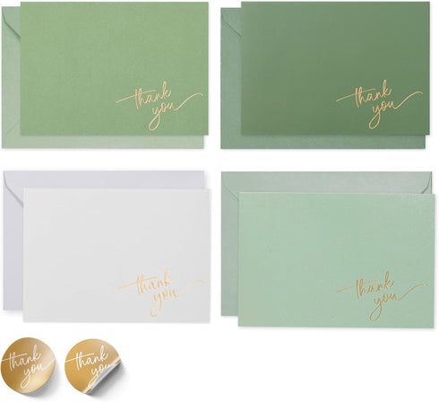 Gold Foil Thank You Cards - Bulk Pack of 40, 5x3.5 Inch