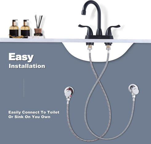 ARCORA 60" Sink Hose Attachment, Braided Nylon Faucet Supply Lines, 3/8" Female Compression x 1/2" Comp, 2Pcs