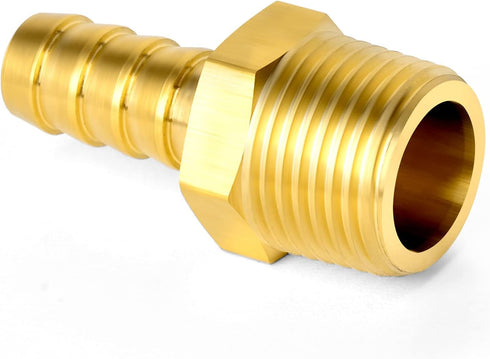 TAISHER 5 PCS Brass Hose Barb Fittings 1/2" (12.7mm) Barb x 1/2" MNPT Pipe Adapter with 5 Hose Clamps