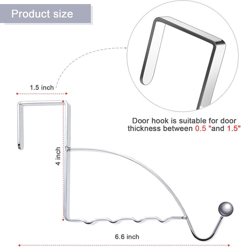 Hotop 4 Pieces Over The Door Hooks Hanger - Multi Hanging Storage Organizers for Coats Clothes Hoodies Hats Scarves