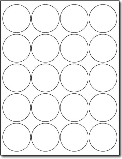 Circular Glossy Labels - White Adhesive Stickers Printable with Inkjet/Laser Printers (2" Round)