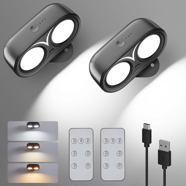 IMAGE Dual Cylinder LED Wall Light, Super Bright Wireless Lamp, USB Port,