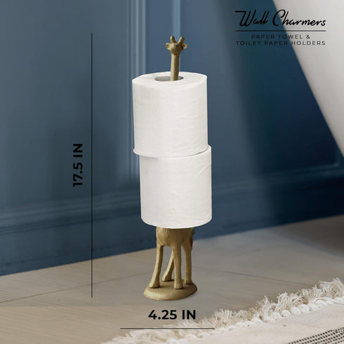 Countertop, WallCharmers Gold Paper Towel Holder, Metal Toilet or Kitchen Paper Holder for Floor or Gold Giraffe