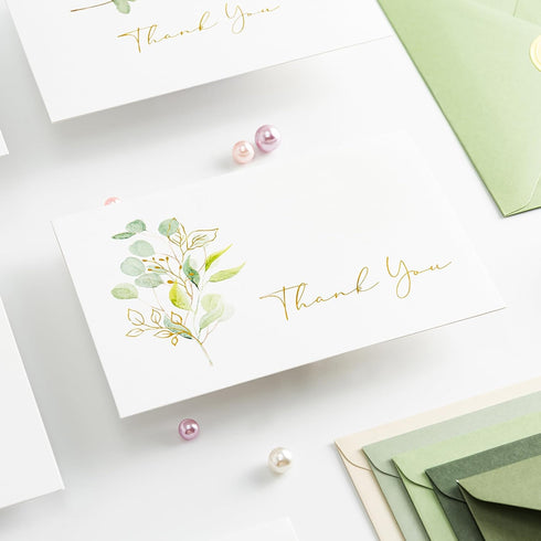 50 Pack Crisky Eucalyptus Thank You Cards With Envelopes Greenery Thank You Cards for Wedding,Bridal Shower,Baby