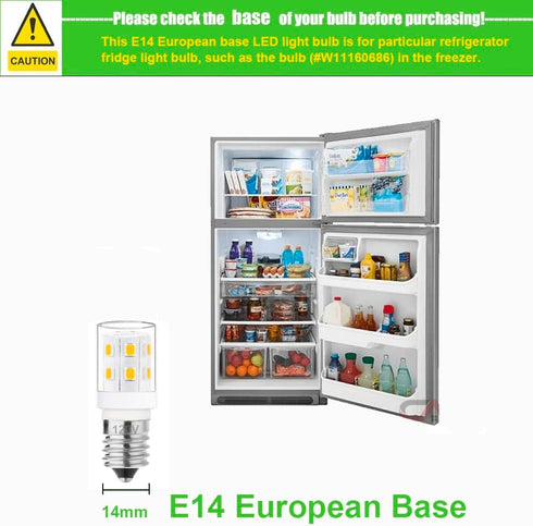 E14 LED Light Bulbs, European Base Refrigerator Bulb for Particular Fridge Freezer Turkish Lamp E14 Socket 120V Daylight White 6000k Non Dimmable Pack of 2 by Makergroup
