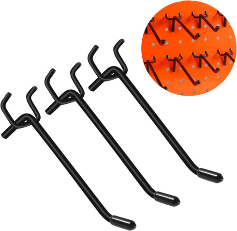 60PCS Heavy Duty Black Pegboard Hooks, 6 Inch Pegboard Wall Hook for Kitchen Store Organizer