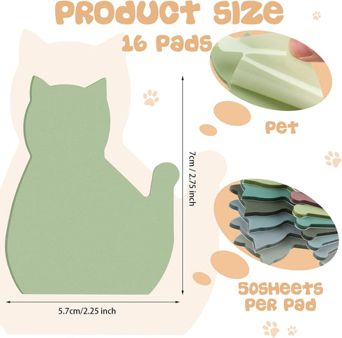 Ctosree 800 Sheets Cat Sticky Notes Set 8 Bright Color Sticky Note Pads Colorful Self Stick Funny Notepad Gift for Cat Lover Woman Cute Cat Desk Accessories for School Office Supplies (Morandi Colors) by Ctosree
