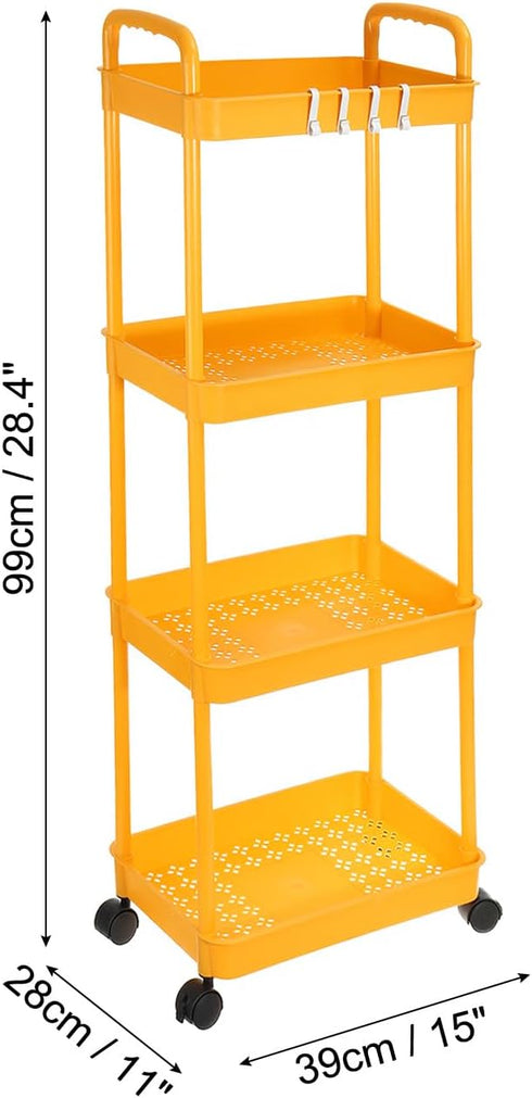 4-Tier PATIKIL Rolling Utility Cart with Handle, Storage Shelves Organizer Cart Movable Storage Organizer with Wheels