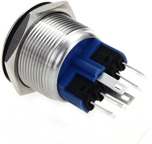 WerFamily 22mm Momentary Push Button Switch 1NO 1NC SPDT ON/OFF Waterproof Stainless Steel with Green LED