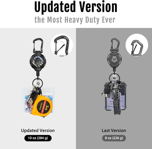 MNGARISTA Upgraded Retractable Keychain, 10 OZ Retraction, 31.5" Stainless Steel Cord, Heavy Duty Carabiner Badge Holder