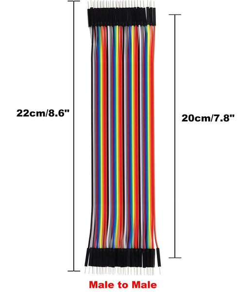120pcs 40pin 40pin 40pin Projects(20cm/8inch) Multicolored Dupont Wire M/F, M/M, F/F Breadboard Jumper Ribbon Cables